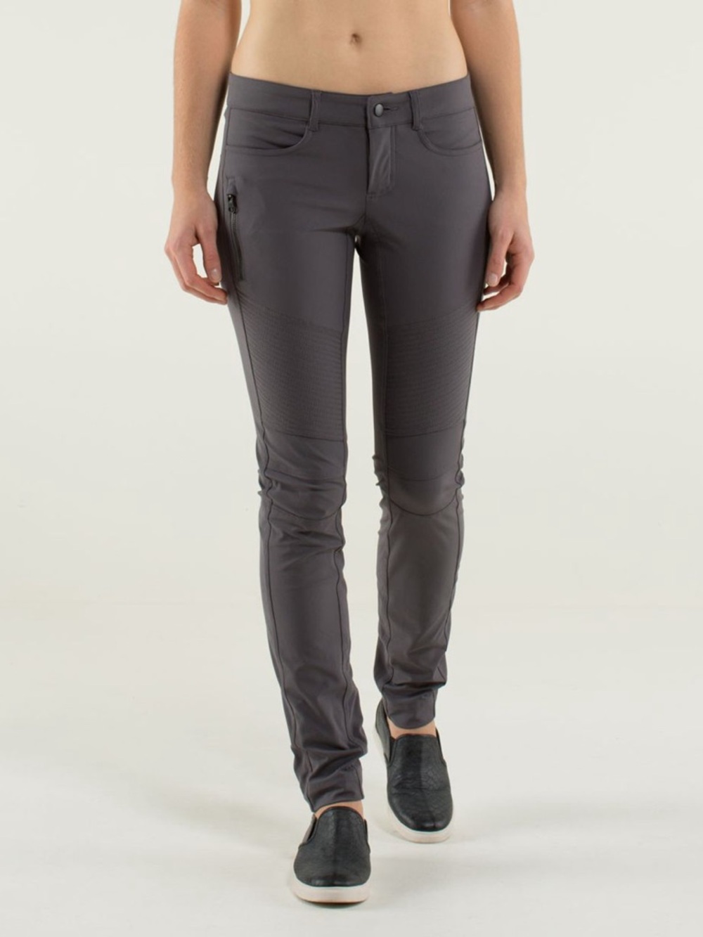 Lululemon Bust a Move Commuter Moto Pants Gray Size 6 Slim Fit Zip Pocke